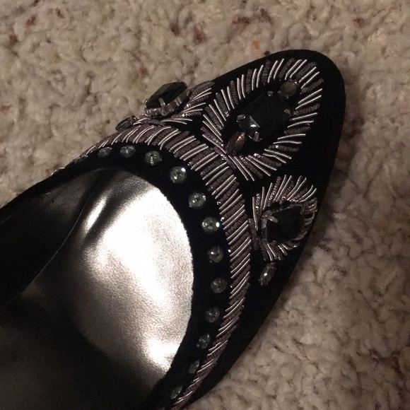Black velvet heels with gorgeous decorations - Picture 6 of 8